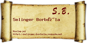 Selinger Borbála névjegykártya