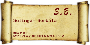 Selinger Borbála névjegykártya